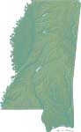 Mississippi relief map